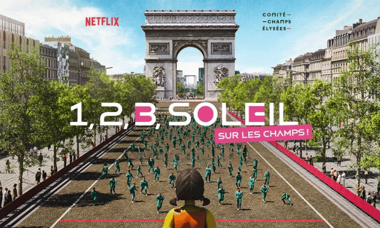 You are currently viewing [REPORTAGE] 1,2,3 soleil géant version SQUID GAME sur les Champs-Élysées !